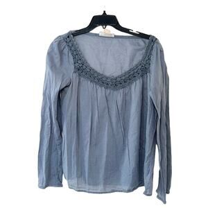 Michael Kors Women's‎ Blur Long Sleeve Crocheted Blouse Top Large